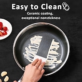 cheap Cooking Utensils-Non Stick Frying Pans, Hybrid Ceramic Stainless Steel Pan, Skillet with Stay-Cool Handle, Non Toxic, PFAS PFOA PTFE Free, Dishwasher &amp; Oven Safe, Induction, Compatible with All Cooktops
