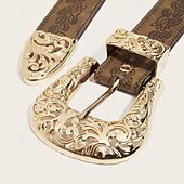 abordables ceinture-Ceinture Femmes PU Brun Kaki Ceinture Taille Quotidien Week-end Fleuri
