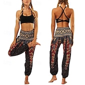 abordables Fondos-Retro Antiguo Boho Años 70 Pantalones Harem Pantalones de yoga Hippie Cintura elástica Pavo real Plumas Mujer Víspera de Todos los Santos Carnaval vacaciones en la playa Fiesta temática retro Festival