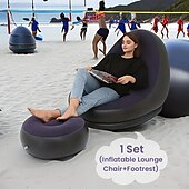 お買い得  屋外活動-フットペダル付きポータブルインフレータブルソファ - キャンプ用の快適な折りたたみ式アウトドアソファ（修復キット付き）