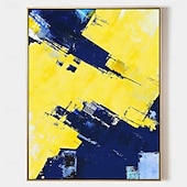 baratos Pinturas Abstratas-pintura a óleo amarela abstrata pintura a óleo feita à mão abstrata vórtice dourado pintura a óleo abstrata com textura artesanal pintada à mão impasto colisão pronta para galeria moldura flutuante