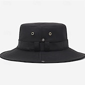 tanie Czapki męskie-Męskie Kapelusz bucket Kapelusz Czarny Khaki Poliester Ściągana na sznurek Moda Codzienny Ulica Codzienny Równina Filtr przeciwsłoneczny Oddychający