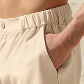 preiswerte Urlaub-Herren Shorts Leinenshorts Sommershorts Strandshorts Elastischer Bund Gerader Schnitt Einfach Atmungsaktiv Knielang Lässig Täglich Ferien Urlaub Mode Weiß Khaki Unelastisch