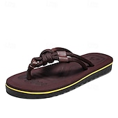billiga Semester Sandaler-Herrbruna flip-flops i repstil med vadderad sula – bohemiskt inspirerade sommarsandaler för kustpromenader, stränder och vardagsbruk