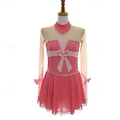 economico Abiti da Pattinaggio Artistico-Abito da pattinaggio artistico Per donna Ragazze Pattinaggio sul ghiaccio Vestito Rosso rosa Patchwork Foro per il pollice Rete Spandex Elasticizzato Allenamento Professionale Competizione Vestiti da