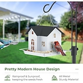 abordables observación de aves y vida silvestre en el patio trasero-Comedero solar para pájaros: comedero colgante de metal para pájaros con luces solares, linterna solar para exteriores, decoración de jardín para exteriores, regalos únicos para mamá, abuela, Navidad.