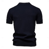 preiswerte Klassisches Poloshirt für Herren-Herren Polo Strick-Polopullover Geschäft Lässig V Ausschnitt Kurzarm Formell Einfarbig Texture Neuheit Sommer Ganzjahres Hellblau Schwarz Weiß Marineblau Armeegrün Dunkelgray Polo