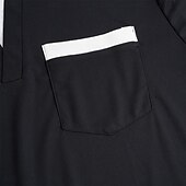 baratos Polo Clássico Masculino-Homens Camisa com gola listrada Manga Curta Decote V Com Recorte Verão Primavera Tecido Moda Básico Moderno Botões duas peças falsas Rua Casual Diário Preto Branco Azul Marinha Top Tee para Homens