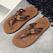 billiga Semester Sandaler-Herrbruna flip-flops i repstil med vadderad sula – bohemiskt inspirerade sommarsandaler för kustpromenader, stränder och vardagsbruk