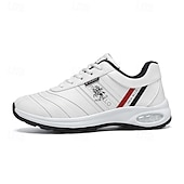 preiswerte Sneaker für Herren-weiße Sport-Sneaker für Herren mit rotem Akzent und leichtem Design – sportlich, stylisch, ideal für Freizeit und Sport