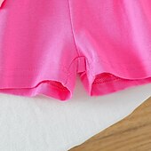 halpa Setit-Tyttöjen 3D Kirjain T-paita ja shortsit Pinkki Lyhythihainen Kesä Muoti Vapaa-aika Taapero 1-5 vuotta Tiukka pyöreä kaula-aukko Loma Katu Loose Fit