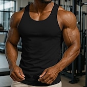abordables Camisetas sin mangas de gimnasio-Hombre Camiseta sin mangas Top Camisetas Interiores Camisa sin mangas Sin Mangas Cuello redondo Primavera verano Plano Patrón Moda Design Vacaciones Calle Noche Negro Blanco Azul Real Camiseta