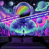 お買い得  ブラックライトタペストリー-ブラックライトタペストリー 光る暗闇 パーティー UV反応 宇宙飛行士 水中のような不思議なハンギングタペストリー 壁アート 壁画 リビングルーム 寝室