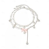 abordables Colliers-Collier pendentif Perle Femmes Élégant Mignon Perles Etoile Nœud Mariage Gouttes Colliers Tendance Pour Mariage Soirée Cadeau