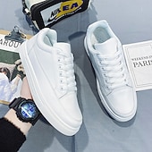 economico Sneakers Casual-sneakers casual bianche da uomo con chiusura a lacci e suola comoda – scarpe eleganti per tutti i giorni per camminare e per il tempo libero