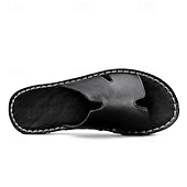 economico Infradito da Vacanza-sandali da uomo in similpelle marrone con punta aperta – comode scarpe estive slip-on per la spiaggia, la piscina o il relax casual
