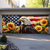 abordables Bannières de Garage et de Porte-Décorations de porte du 4 juillet Couvre-porte de garage Américain Patriote Aigle Bannière extérieure Grand fond pour décorations de garage extérieur à la maison