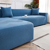 preiswerte Sofabezug-Stretch-Sofabezug, Schonbezug, Jacquard, elastisch, Sofagarnitur, Sessel, Loveseat, 4- oder 3-Sitzer, L-Form, grau, botanische Pflanzen, weich, strapazierfähig, waschbar