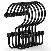cheap Shower Curtains-Shower Curtain Hooks, 12 Pcs Shower Curtain Rings, Durable Rust Proof Black Shower Curtain Hooks, Shower Rings for Curtain, Double Glide Shower Curtain Hooks for Shower Curtain Rods