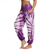 cheap Bottoms-Retro Vintage Boho 1970s Harem pants Yoga Pants Hippie Tie Dye Smocked Waist Rainbow Fancy Dress Women's Halloween Carnival Pride Parade Pride Month Festival Adults' Pants