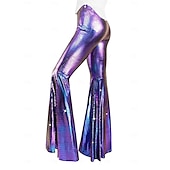 levne Spodní části-Retro 70. léta Báječný Kalhoty do zvonu Roztažené kalhoty Disko Vysoký pas Lesklý latexový patent Kov Hadí kůže Maškarní kostým Dámské předvečer Všech svatých Karneval hudební festival Retro
