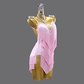 levne Oblečení na latinskoamerické tance-Tanec Latinské Salsy Šaty Křišťál / imitace drahokamu Třásně Čistá Barva Dámské Výkon Trénink Bez rukávů Spandex