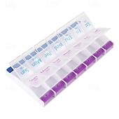 cheap Luggage &amp; Travel Storage-Daily Pill Case Organizer, 7-Day Weekly Medicine Planner Organizer, AM PM, Large Tray 14-Compartment Meds Box Container Holder for Medication, Vitamin, Supplement, Fish Oil
