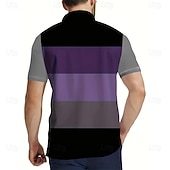 cheap Men's Geometric Polo-Men's Geometric Polo Short Sleeve Polo Shirts Collared Shirts Business Casual School Outdoor Athleisure Daily Wear 3D Print Summer Spring Fall Purple Brown Gray