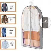 זול תיק בגדים וכיסוי-שקית בגדים לתליית בגדים, כיסויי בגדים עמידים בפני אבק מ-PEA, שקיות חליפה נושמות ועמידות בפני עש לאחסון בארון, מגן שקוף למעילים של חולצה