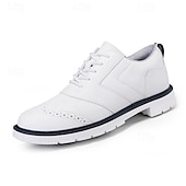 cheap Men&#039;s Golf Shoes-Men&#039;s Classic Black and White Golf Shoes with Faux Leather Upper - Versatile Design for Golf and Casual Wear