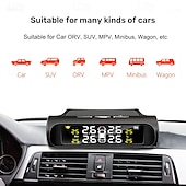 abordables Outils de réparation pour véhicule-Système de surveillance de la pression des pneus solaire TPMS pour voiture – Affichage sans fil avec alarme de température et de pression, chargement USB, 4 capteurs