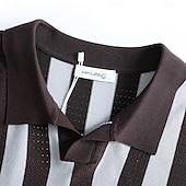 preiswerte Herren Elite Polo-Herren Polo Geschäft Lässig Umlegekragen Kurzarm Gitter Vertikale Streifen V-Ausschnitt Weich Sommer Frühling Herbst Kastanienbraun Dunkelblau Schwarz Dunkelkaffee Polo