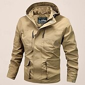 cheap Men&#039;s Jackets &amp; Coats-Men&#039;s Outdoor Jacket Transition Jacket Hiking Removable Multiple Pockets All Seasons Plain Casual Hooded Regular Black Khaki Dark Blue Gray Jacket