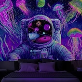 お買い得  ブラックライトタペストリー-ブラックライトタペストリー 光る暗闇 パーティー UV反応 宇宙飛行士 水中のような不思議なハンギングタペストリー 壁アート 壁画 リビングルーム 寝室