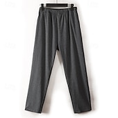 billiga Sov botten-Herr Vardagsklädsel Lounge Byxor Ren färg Mode Klassisk Ledigt Hem Dagligen Säng Polyester Komfort Andningsfunktion Mjuk Byxa Elastisk midja Vår Höst Svart Rubinrött