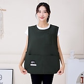 billige Husholdningsartikler-Vanntett forklevest for kjøkken, baking, frisørsalong, restaurantarbeidstøy, unisex ermeløst matlagingsforkle med lommer – enkelt moderne design