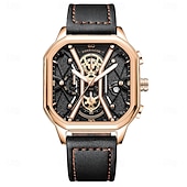 preiswerte Quarz-Uhren-Mode für Männer Armbanduhren Luxus Chronograph leuchtend wasserdicht Datum Mann Uhr quadratisches Zifferblatt Leder Quarz Herrenuhren