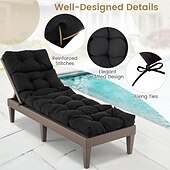 economico Copridivano-Cuscino impermeabile per chaise longue da interno/esterno, poltrona reclinabile ispessita con 4 lacci, cuscino per sedia a sdraio per piscina, sedia da balcone