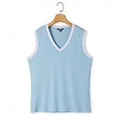 cheap Tank Tops-Men&#039;s Tank Top Vest Sleeveless Shirt Sleeveless V Neck Summer Plain Fashion Classic Comfortable Street Casual Holiday White Blue Top Tee for Men