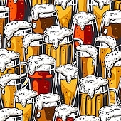 levne Jídlo a nápoje-Pánské Legrační Pivo Kachna Kubánská košile Havajská košile Aloha košile Krátký rukáv Havajské Dovolená Oblečení na pláž Léto Jaro Košile s límečkem Camp 3D tisk Jedna přední kapsa Rubínově červen
