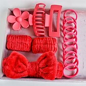 baratos Acessórios de penteados-Conjunto de 16 faixas de cabeça para cuidados com a pele, conjunto de faixas de cabeça para lavagem facial, spa e maquiagem, incluindo 1 faixa de cabelo, pulseira, 3 grampos de cabelo e 10 elásticos