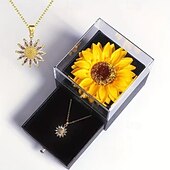 billige Kunstige planter og blomster-Solsikkekjede gave til henne med smykkeskrin med skuff, minneboks med beste ønsker, bursdagsgave til kvinner, jenter, mamma, venner
