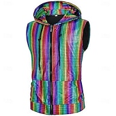 levne Topy-Retro 80. léta Blouznit Mikina bez rukávů Disko Zapni Mřížka / Přehoz Pánské předvečer Všech svatých Karneval hudební festival Pride Parade Gay klub Dospělé Vesta Celý rok