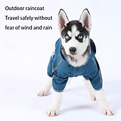baratos capa de chuva-Capa de chuva para cachorro, capa de chuva impermeável com capuz, capa de chuva refletiva alta para animais de estimação com furo para guia para cães pequenos, médios e grandes