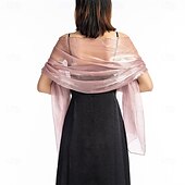 お買い得  結婚式のゲストラップ-フォーマルな夜のパーティーのための女性用シアークレープショールとラップ、女性用ソフトシマー軽量旅行フェスティバルショール