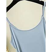 cheap Plain Tank Top-Women&#039;s Camisole Tank Top Solid Color Daily Sleeveless Crew Neck Regular Tops Daily Backless Light Blue Iron Gray Denim Blue Matcha green Black Summer