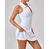 economico Abbigliamento Tennis da donna-Per donna Tinta unita Abito da tennis con pantaloncini Abito sportivo Senza Maniche Cerniera Tasca Tennis Golf Pickleball Colletto a Camicia Vestito Nero Bianco Rosa Abbigliamento da tennis