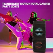 abordables Haut-parleurs-Enceinte de fête Bluetooth avec lumières RVB – Son stéréo puissant de 4 pouces, appairage TWS, LED colorées, rechargeable, pour événements en plein air, soirées dansantes à la maison ou karaoké