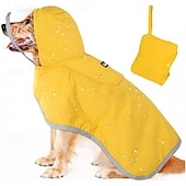cheap Raincoat-Dog Raincoat with Hood Collar Hole 100% Waterproof Ultra-Light Breathable Rainwear Rain Jacket with Safe Reflective Strips for Medium to Large Dog