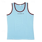 billiga Gym-toppar-Herr Linne Undertröjor Ärmlös tröja Ärmlös Rund hals Sommar Bokstav Mode Designer Grundläggande Lappverk Semester Gata Utekväll Svart Vit Rubinrött Topp t-shirt för män